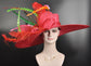 Red Feather Kentucky Derby Hat: Peacock Ascot Fascinator