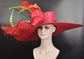 Red Feather Kentucky Derby Hat: Peacock Ascot Fascinator