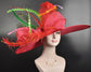 Red Feather Kentucky Derby Hat: Peacock Ascot Fascinator