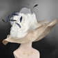 Taupe Sinamay Kentucky Derby Hat: Ivory Silk Flower, Feathers