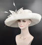 Church, Kentucky Derby Hat ,Carriage, Tea Party, Wedding, Wide Brim Sinamay Hat, Royal Ascot Hat, Horse Race Hat, Oaks day hat White