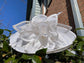 Church, Kentucky Derby Hat ,Carriage, Tea Party, Wedding, Wide Brim Sinamay Hat, Royal Ascot Hat, Horse Race Hat, Oaks day hat White