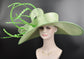 Spring Green Kentucky Derby Hat: Wide Brim Feathered Ascot Hat