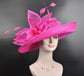 Fuchsia Pink Kentucky Derby Hat: Wide Brim Sinamay Wedding Ascot Hat