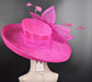 Fuchsia Pink Kentucky Derby Hat: Wide Brim Sinamay Wedding Ascot Hat