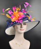 Wide Brim Sinamay Kentucky Derby Hat: Feather Fascinator
