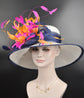 Wide Brim Sinamay Kentucky Derby Hat: Feather Fascinator