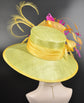Green Yellow Navy Blue Orange Fuchsia Wide Brim Sinamay Hat Church Kentucky Derby Hat Tea Party Wedding Hat Race Oaks day hat Pink Day Hat