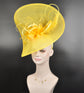 Cute Jumbo Yellow Royal Ascot Horse Race Oaks day hat  Fascinator Kentucky Derby Hat Church Tea wedding Party Hat