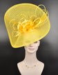 Cute Jumbo Yellow Royal Ascot Horse Race Oaks day hat  Fascinator Kentucky Derby Hat Church Tea wedding Party Hat