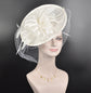 White Sinamay Fascinator Hat: Kentucky Derby, Tea Party, Wedding