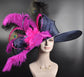 Navy Blue Feather Flower Peacock Royal Ascot, Oaks day hat, Carriage, Tea Party ,Wedding, Kentucky Derby Hat Party Hat Ostrich Feather
