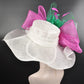 Wide Brim Sinamay Kentucky Derby Hat: Fuchsia, Pink & Green