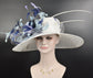 Wide Brim Sinamay Derby Hat: Feather Flower Wedding Church Hat
