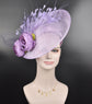 Lavender Sinamay Fascinator Hat: Goose Feather Peony Flower