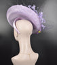 Lavender Sinamay Fascinator Hat: Goose Feather Peony Flower