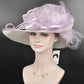 Lavender Kentucky Derby Hat: White Sinamay Wide Brim Feathered Hat