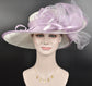 Lavender Kentucky Derby Hat: White Sinamay Wide Brim Feathered Hat