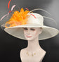 Wide Brim Sinamay Kentucky Derby Hat: Feather Flower Quills