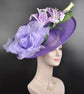 Purple Sinamay Fascinator Hat: Lilac Silk Flower Kentucky Derby Hat