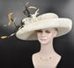 Ivory Sinamay Kentucky Derby Hat: Wide Brim with Peacock Feathers