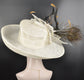 Ivory Sinamay Kentucky Derby Hat: Wide Brim with Peacock Feathers