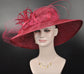 Burgundy Sinamay Wide Brim Hat: Kentucky Derby, Royal Ascot