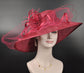 Burgundy Sinamay Wide Brim Hat: Kentucky Derby, Royal Ascot