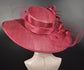 Burgundy Sinamay Wide Brim Hat: Kentucky Derby, Royal Ascot