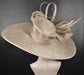 Taupe Feather Derby Hat, Royal Ascot Tea Party Hat