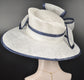 Navy & White Sinamay Derby Hat: Kentucky Church Wedding Ascot Race