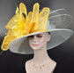 Powder Blue Sinamay Derby Hat: Yellow Ascot Race Day Wedding Hat