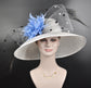 Sinamay Kentucky Derby Hat: Wide Brim Royal Ascot Hat with Feather Flower