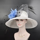 Sinamay Kentucky Derby Hat: Wide Brim Royal Ascot Hat with Feather Flower