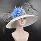 Sinamay Kentucky Derby Hat: Wide Brim Royal Ascot Hat with Feather Flower
