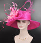 Hot Pink w Mix  Pink Wide Brim Sinamay Hat Church Kentucky Derby Hat  Tea Party Wedding Royal Ascot Hat Horse Race Oaks day hat