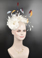Ivory Silk Flower Fascinator: Feather Kentucky Derby Wedding Hat
