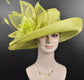 Wide Brim Kentucky Derby Hat, Ascot Hat for Wedding & Tea Party, Garden Party Hat, Mother of the Bride, Church Ivory/ Off White Green