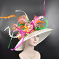 Wide Brim Sinamay Derby Hat: Lily Flower Tea Party Wedding Hat