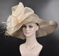 Church Kentucky Derby Hat Carriage Tea Party Wedding Wide Brim Sinamay Hat Taupe + taupe More Colors Options Oaks day Royal Ascot Hat