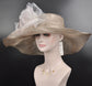 Taupe Jumbo Silk Flower, Kentucky Derby hat, Church hat, Wedding hat, Tea Party hat , Floppy Wide Brim Sinamay Dress Hat