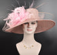Wide Brim Sinamay Kentucky Derby Hat: Pink Flower Church Wedding Hat