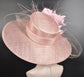 Wide Brim Sinamay Kentucky Derby Hat: Pink Flower Church Wedding Hat