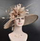 Taupe Wide Brim Sinamay Hat: Royal Ascot, Kentucky Derby