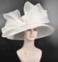 White Sinamay Derby Hat: Wide Brim Royal Ascot Wedding Hat