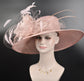 Wide Brim Sinamay Derby Hat: Blush Pink Flower, Wedding Race Day Hat