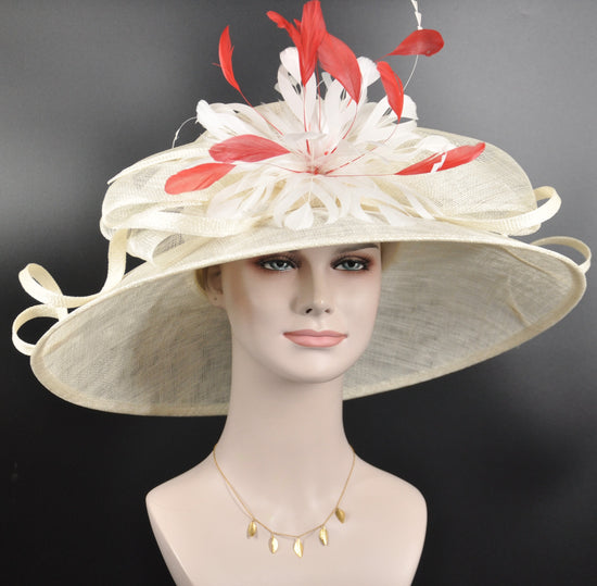 Kentucky Derby Hat: Jumbo Feather Flower Sinamay Church Wedding Hat