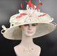 Kentucky Derby Hat: Jumbo Feather Flower Sinamay Church Wedding Hat