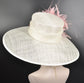 Sinamay Kentucky Derby Hat: Wide Brim Tea Party Wedding Hat with Pink Feather