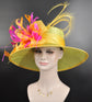 Green Yellow Navy Blue Orange Fuchsia Wide Brim Sinamay Hat Church Kentucky Derby Hat Tea Party Wedding Hat Race Oaks day hat Pink Day Hat